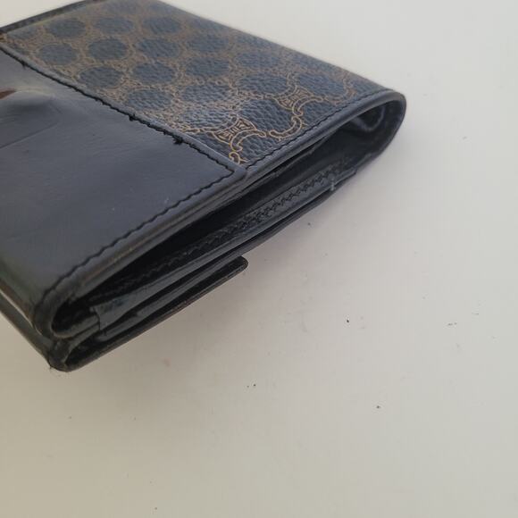Celine Macadam Vintage Wallet Purse Leather Black Bifold ID Medium Compact Logo - Picture 12 of 13